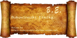 Bukovinszki Etelka névjegykártya